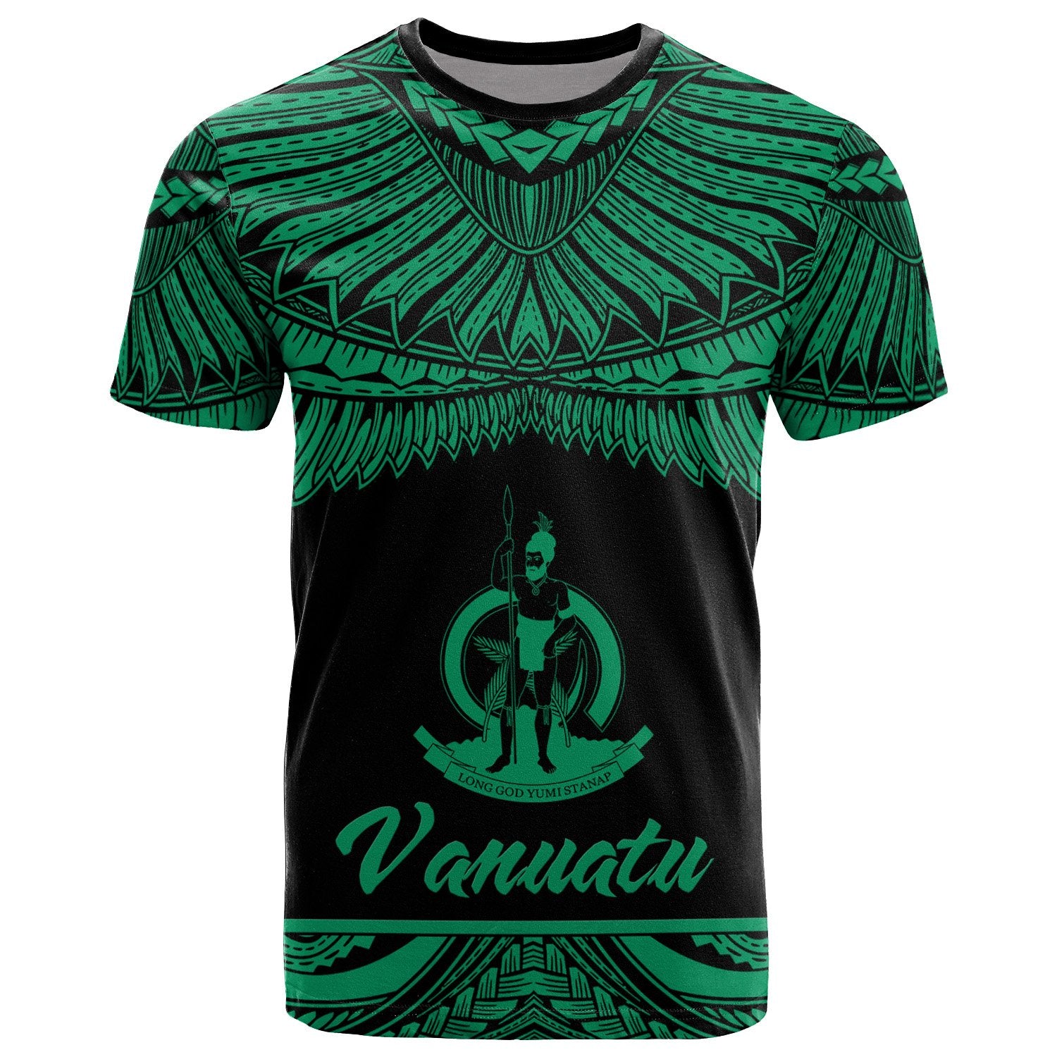 Vanuatu Polynesian T Shirt Vanuatuan Pride Green Version Unisex Green - Polynesian Pride