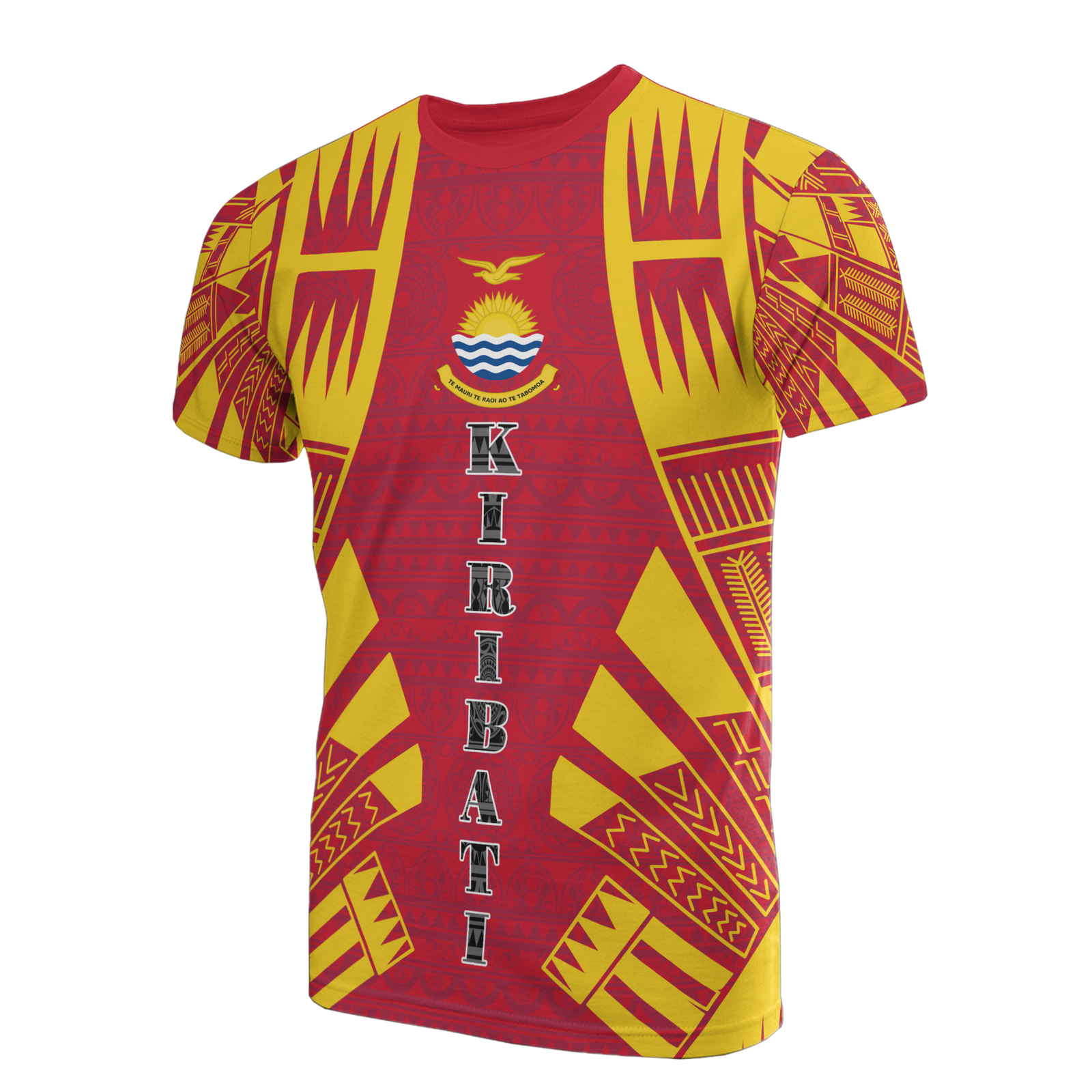 Kiribati T Shirt Kiribati Coat Of Arms Polynesian Tattoo Red Style Unisex Art - Polynesian Pride