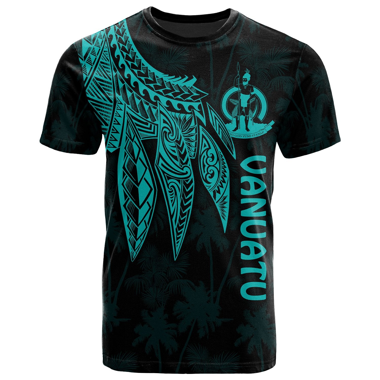 Vanuatu T Shirt Polynesian Wings (Turquoise) Unisex Turquoise - Polynesian Pride