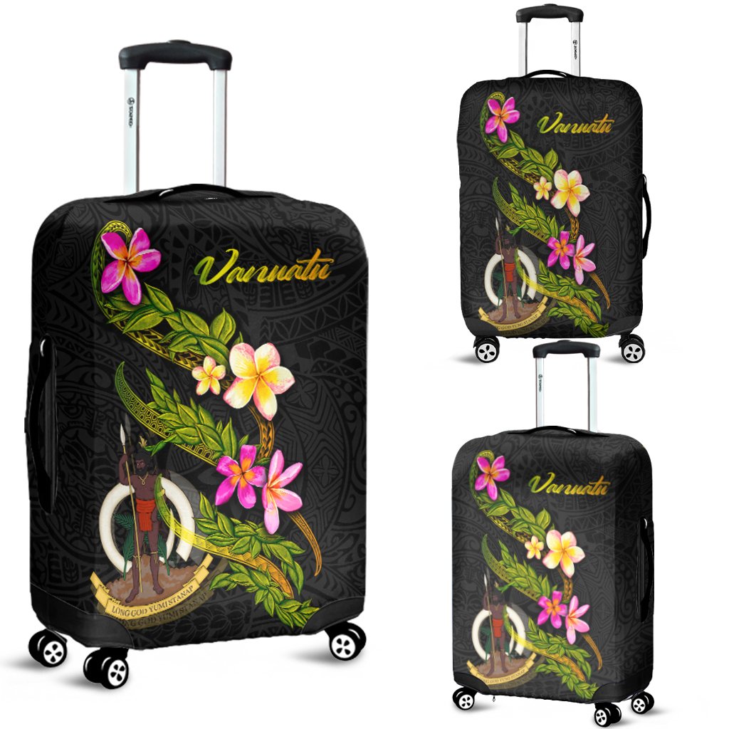 Vanuatu Polynesian Luggage Covers - Plumeria Tribal Black - Polynesian Pride