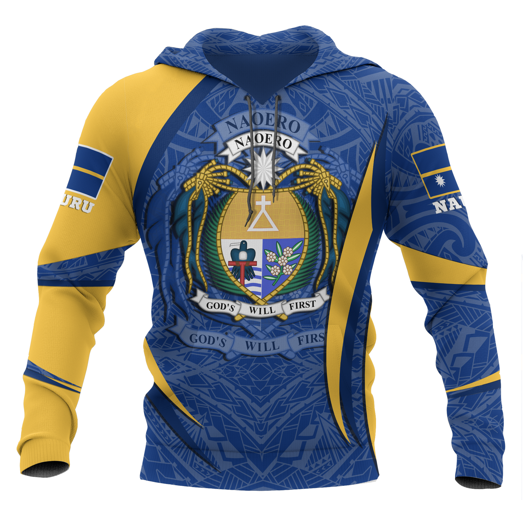 Nauru Polynesian Hoodie Nauru Spirit (Blue) Unisex Blue - Polynesian Pride