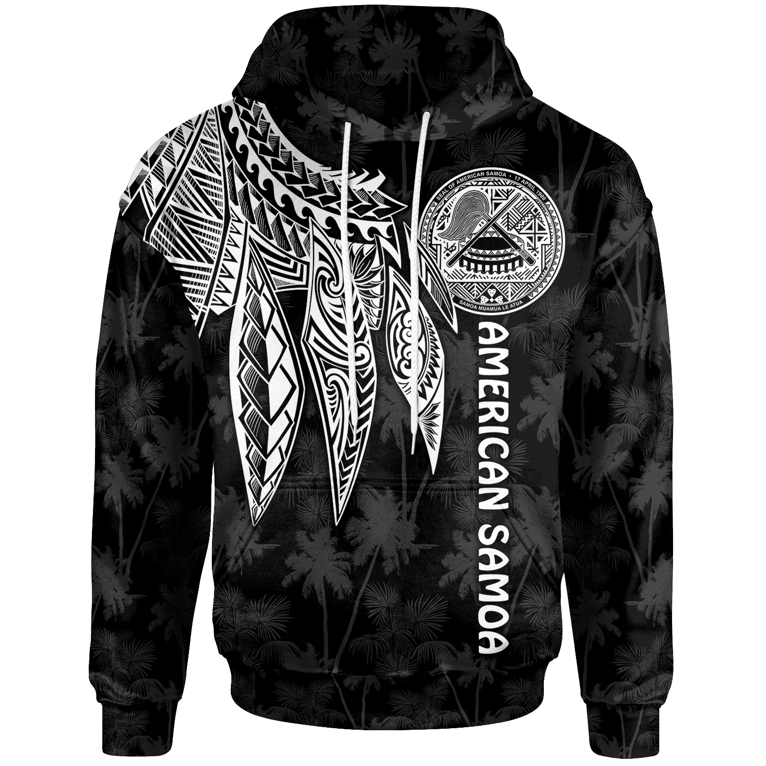 American Samoa Hoodie Polynesian Wings (White) Unisex White - Polynesian Pride