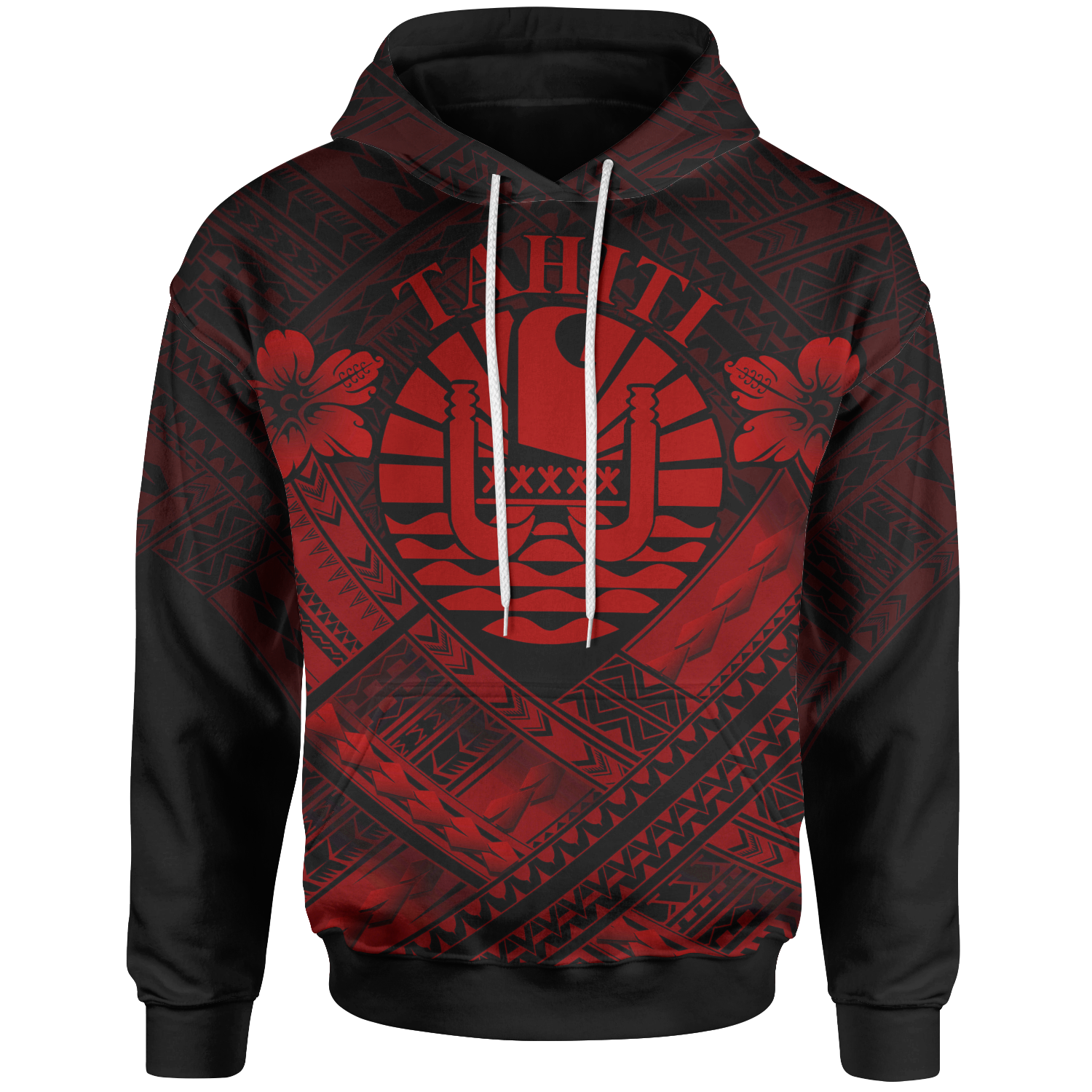 Tahiti Polynesian Hoodie Tahiti Red Seal Camisole Hibiscus Style Unisex Red - Polynesian Pride