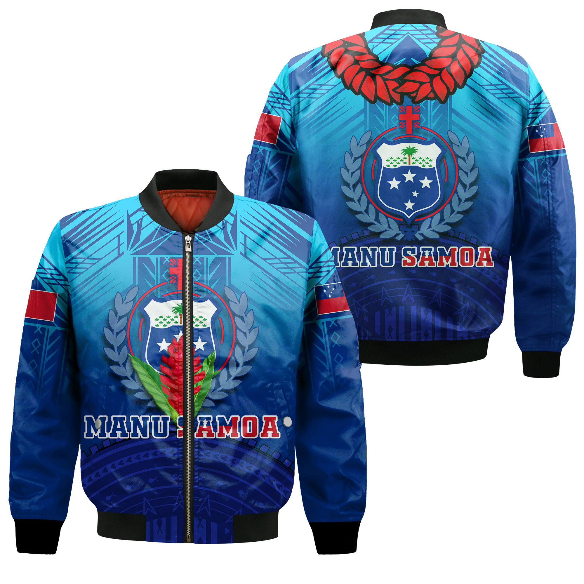 Manu Samoa Legend Bomber Jacket - LT12 Bomber Jacket Blue - Polynesian Pride