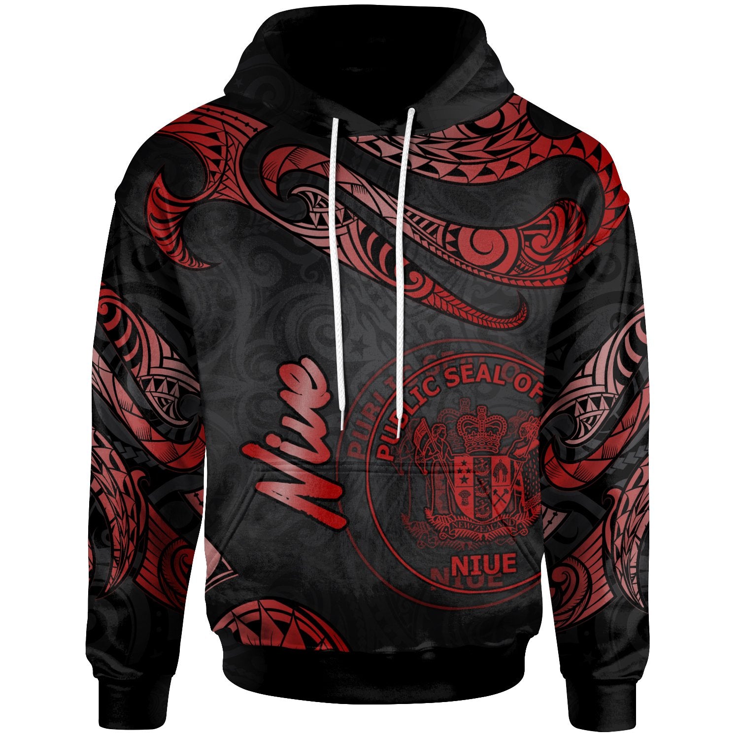 Niue Hoodie Polynesian Tattoo Red Version Unisex Red - Polynesian Pride