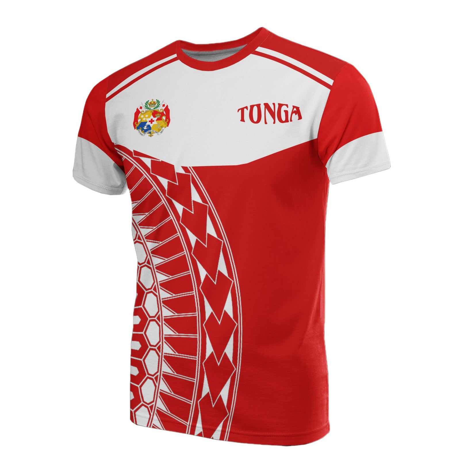Tonga T Shirt Tonga Coat of Arms Polynesian Tattoo Sport Style Unisex Red - Polynesian Pride