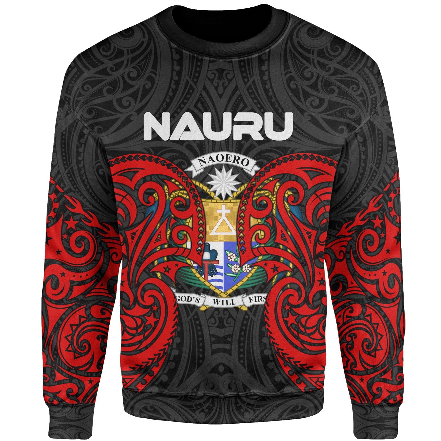 Nauru Polynesian Sweater - Spirit Style Unisex Black - Polynesian Pride