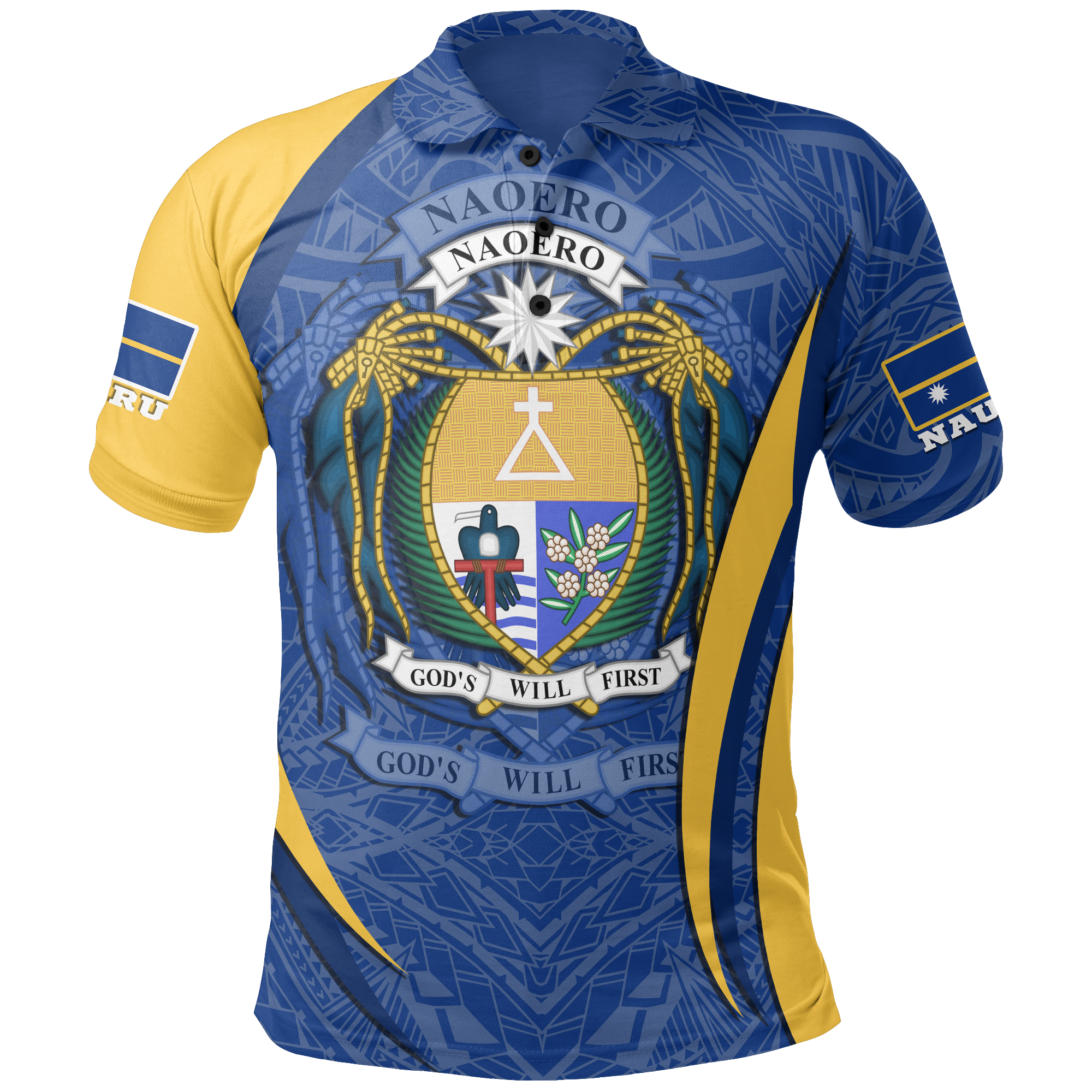 Nauru Polo Shirt Nauru Flag Coat Of Arms (Blue) Unisex Blue - Polynesian Pride