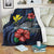 Hawaii Polynesian Premium Blanket - Blue Turtle Hibiscus White - Polynesian Pride