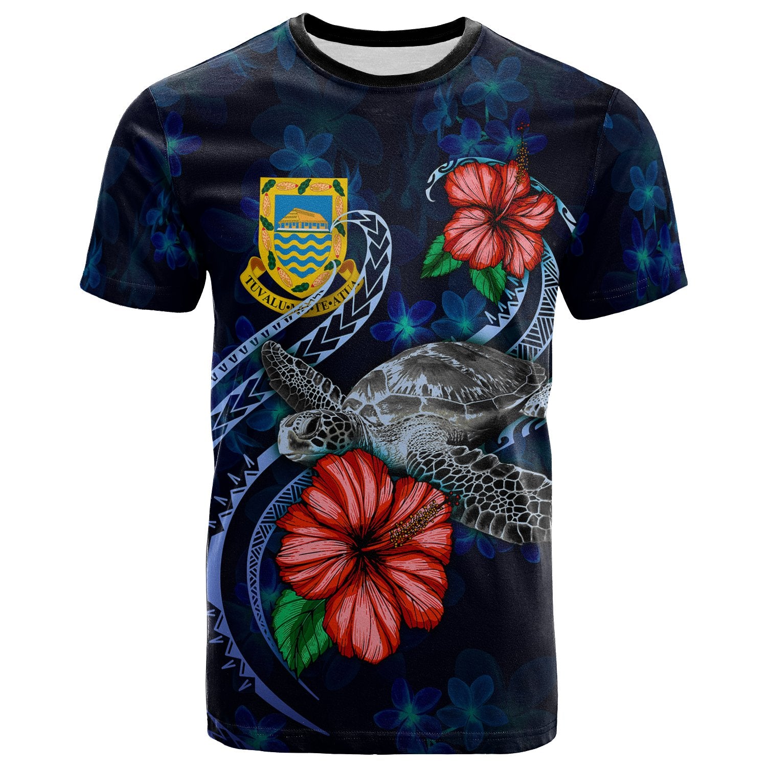 Tuvalu Polynesian T Shirt Blue Turtle Hibiscus Unisex Blue - Polynesian Pride