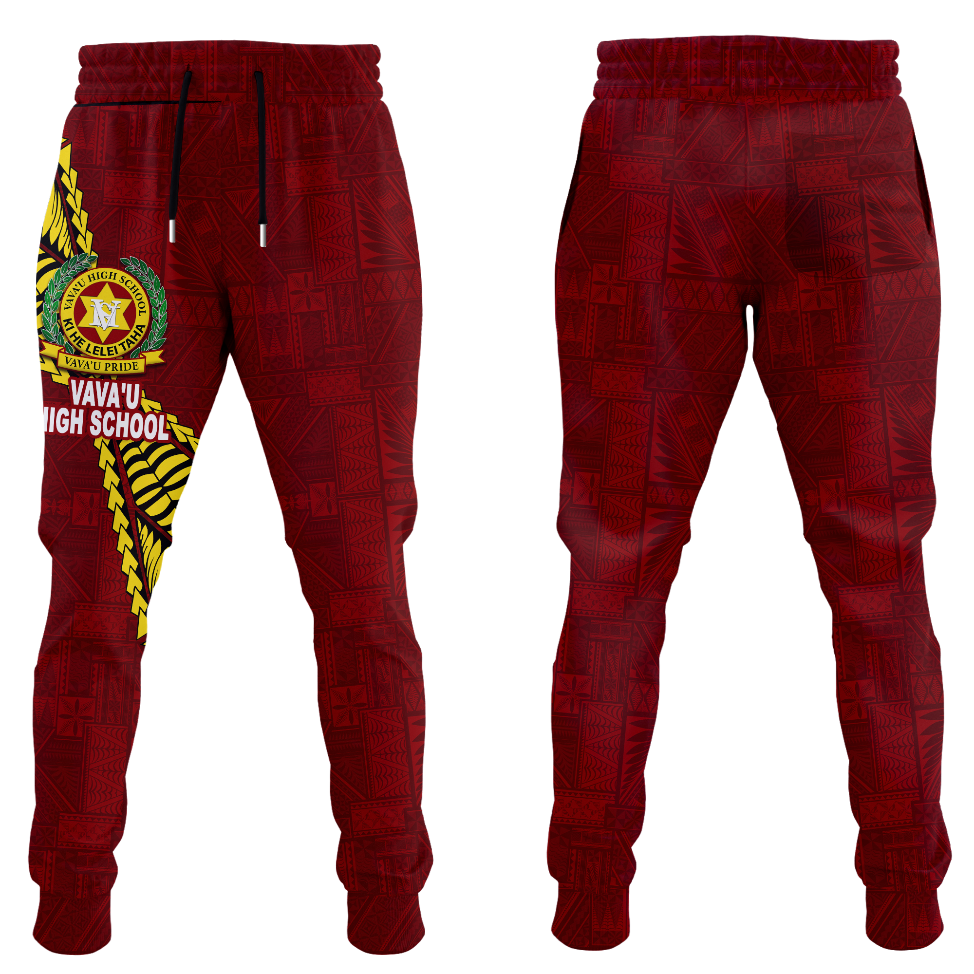 Tonga Vava'u High School Tongan Patterns Jogger Pants - LT12 Unisex Red - Polynesian Pride