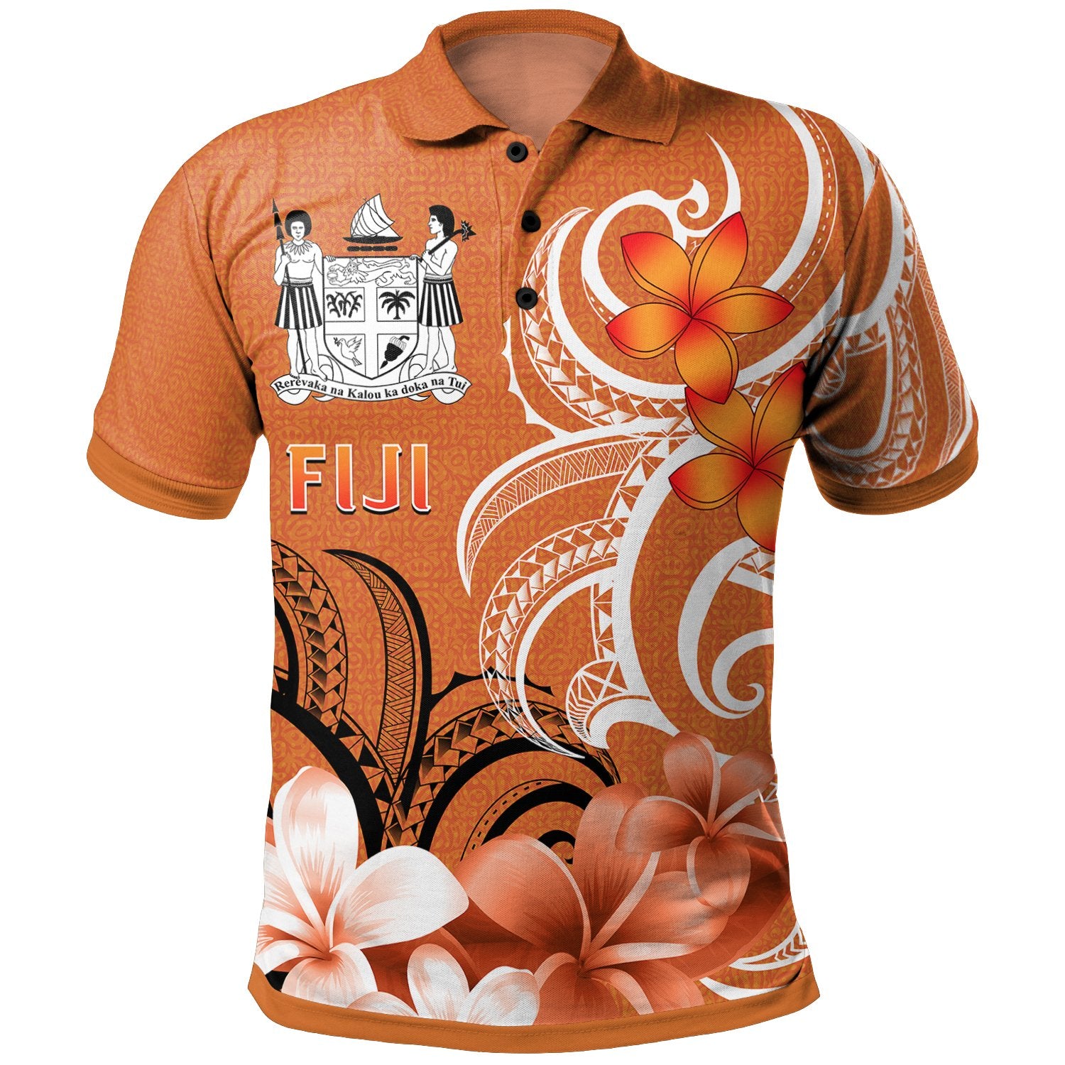 Fiji Polo Shirt Vitian Spirit Unisex Orange - Polynesian Pride