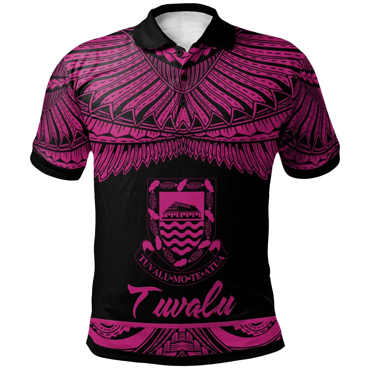 Tuvalu Polo Shirt Polynesian Tattoo Pink Version Unisex Pink - Polynesian Pride