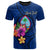 Guam Polynesian Custom T Shirt Floral With Seal Blue Unisex Blue - Polynesian Pride