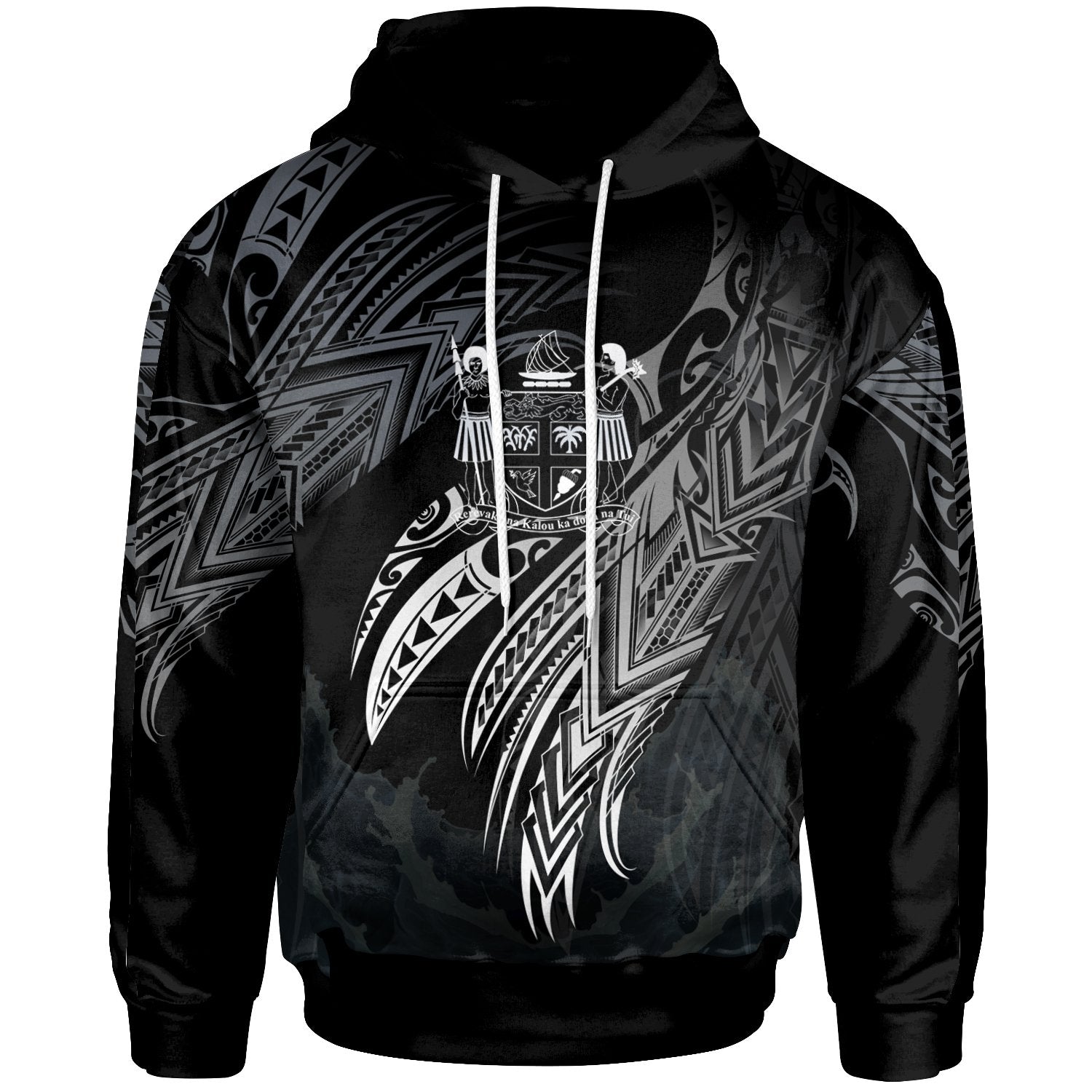 Fiji Polynesian Hoodie Legend White Version Unisex Black - Polynesian Pride