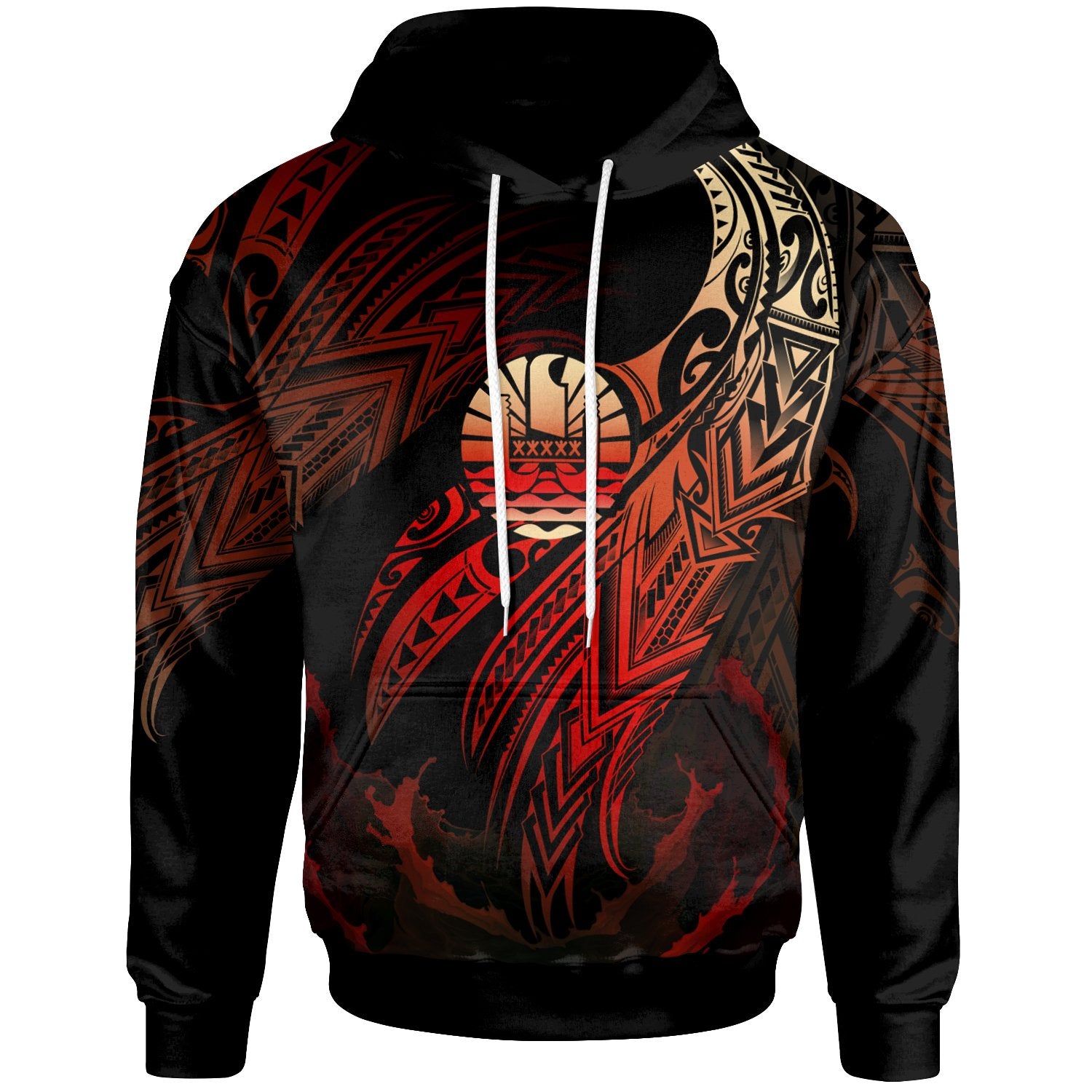 Tahiti Polynesian Hoodie Legend Red Version Unisex Black - Polynesian Pride