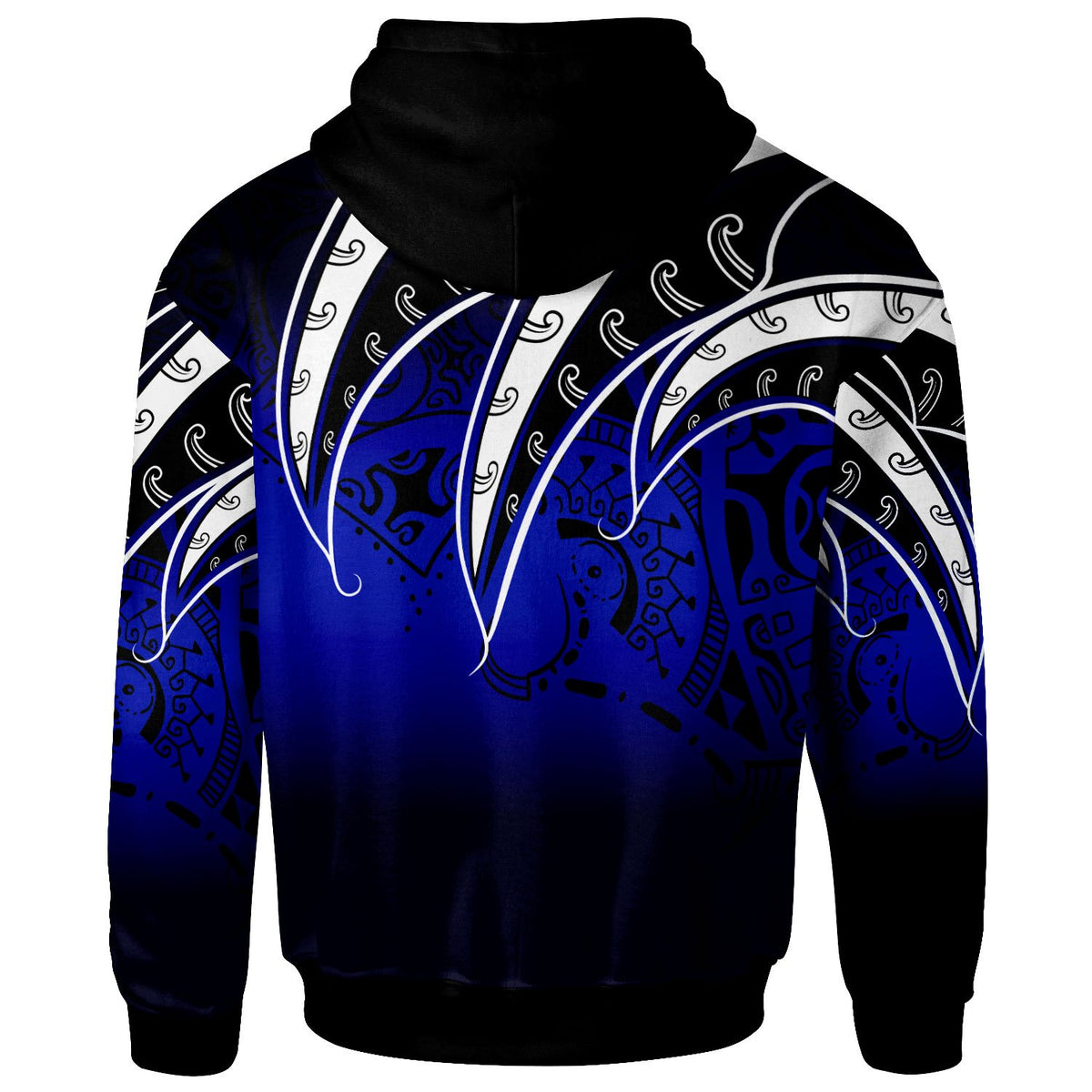 Fiji Hoodie Tropical Leaf Gradient Blue Style - Polynesian Pride