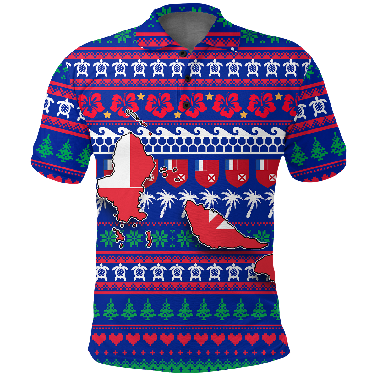 Wallis and Futuna Christmas Polo Shirt Ugly Christmas LT12 Unisex Blue - Polynesian Pride