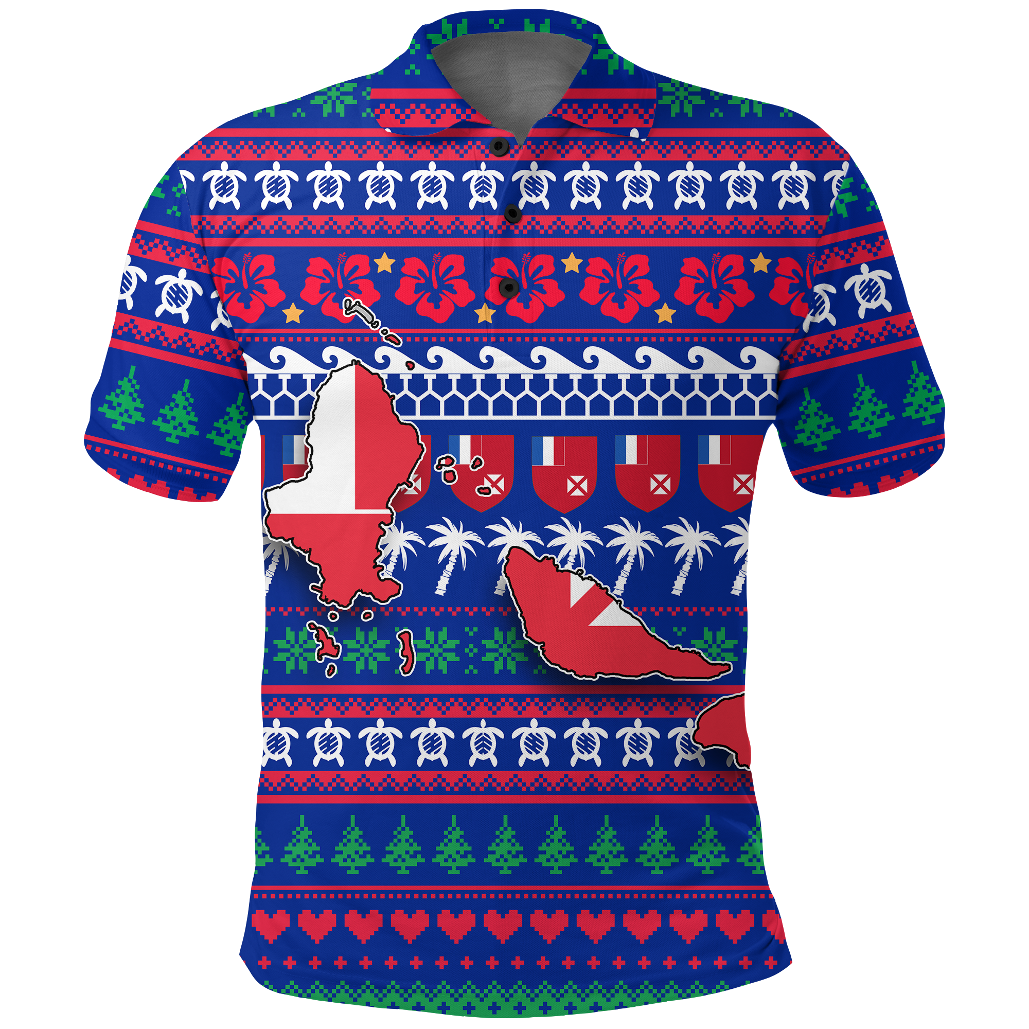 Wallis and Futuna Christmas Polo Shirt Ugly Christmas LT12 Unisex Blue - Polynesian Pride