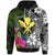 Hawaii Hoodie Turtle Plumeria Banana Leaf Unisex Black - Polynesian Pride