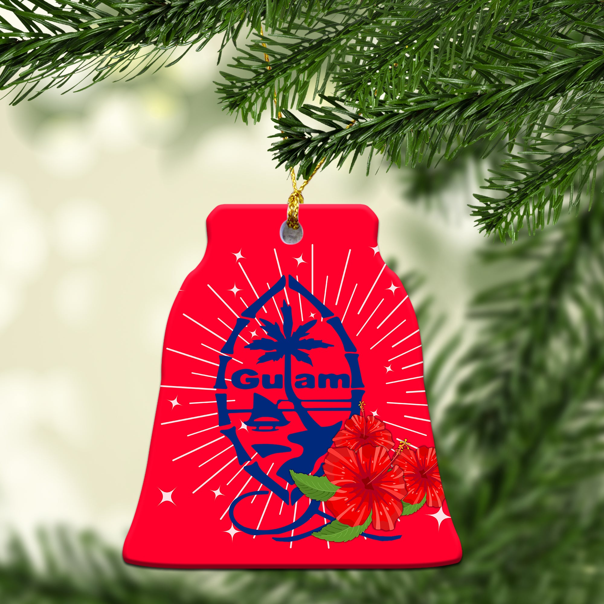 Guam Hibiscus Red Christmas Ornament - LT12 - Polynesian Pride