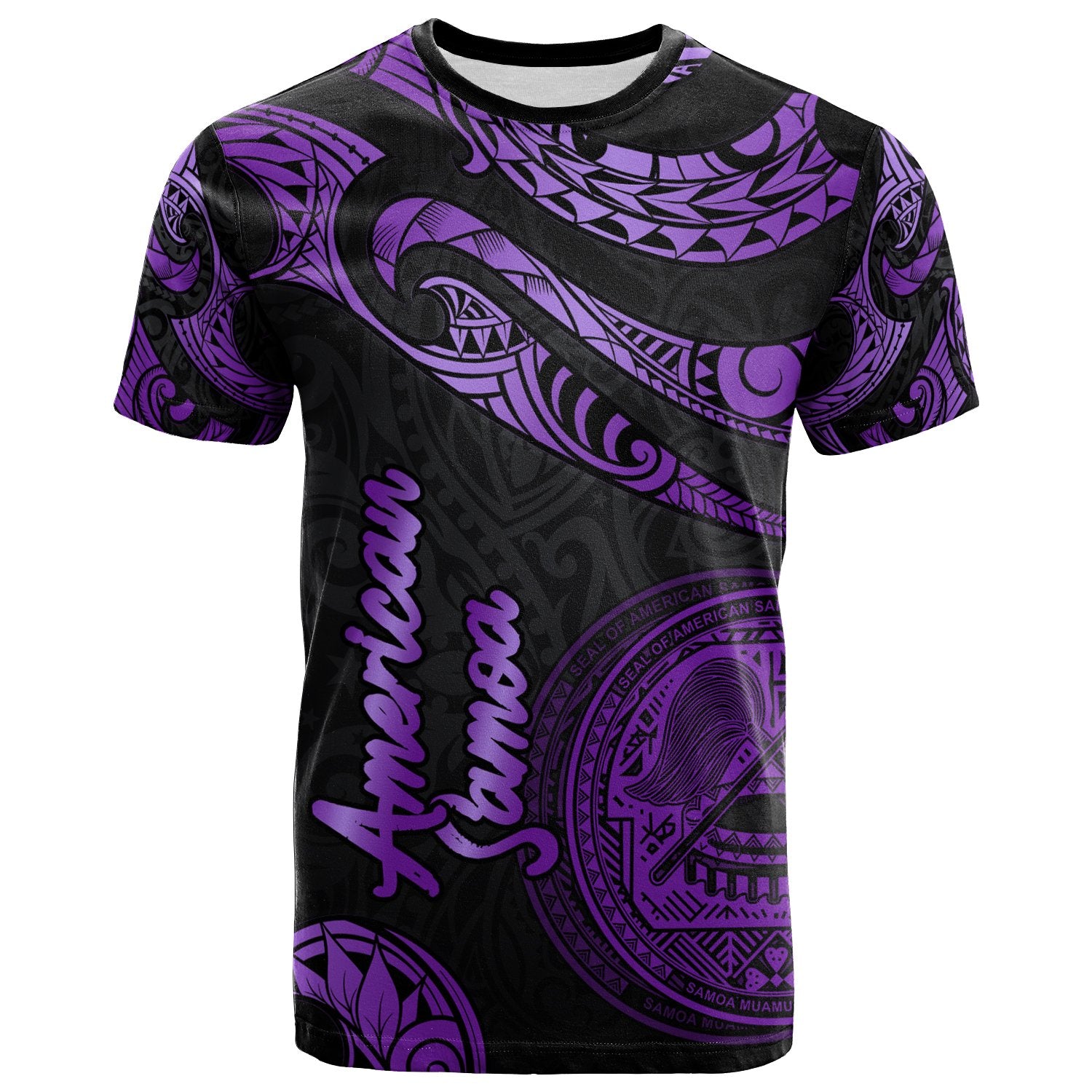 American Samoa Polynesian T Shirt Polynesian Tattoo Purple Version Unisex Purple - Polynesian Pride