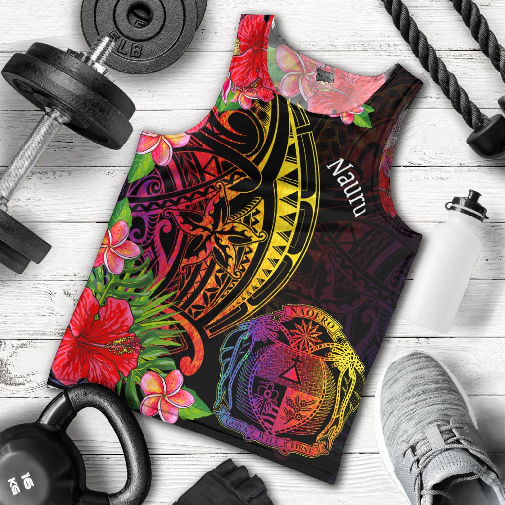 Nauru Men's Tank Top - Tropical Hippie Style Black - Polynesian Pride