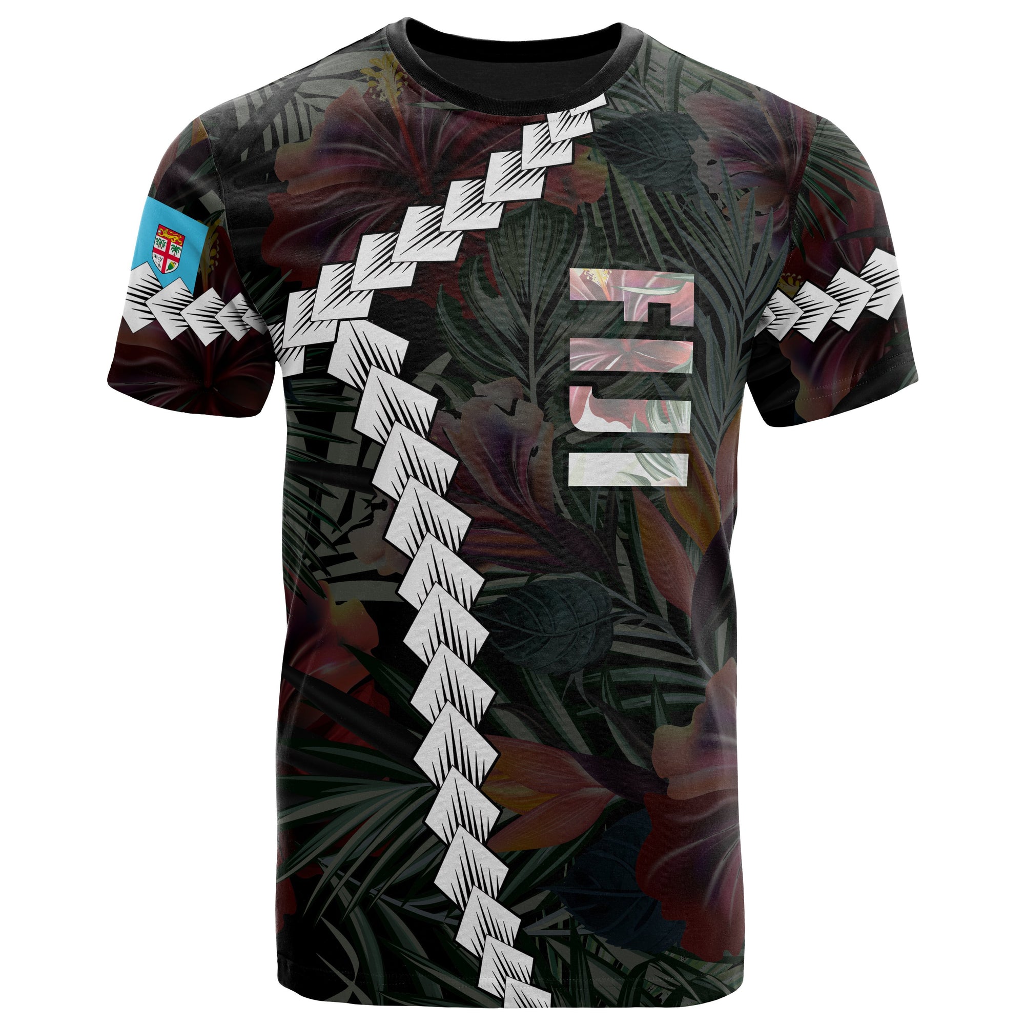 Fiji Melanesian T Shirt Chain Polynesian Unisex BLACK - Polynesian Pride