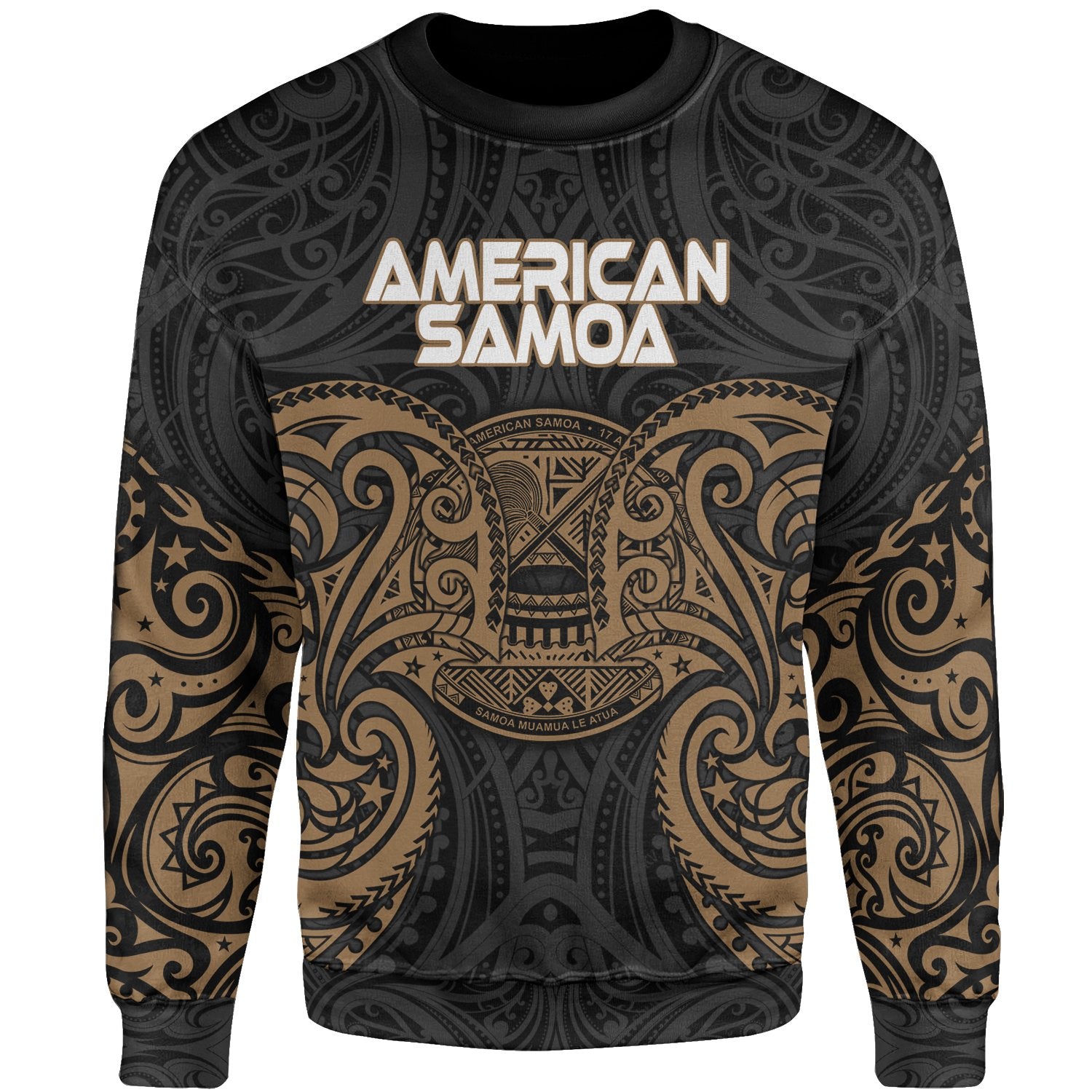 American Samoa Polynesian Sweater - Spirit Style Gold Unisex Gold - Polynesian Pride