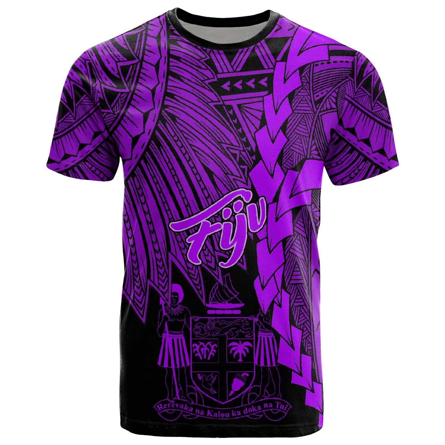 Fiji Polynesian T Shirt Tribal Wave Tattoo Purple Unisex Purple - Polynesian Pride