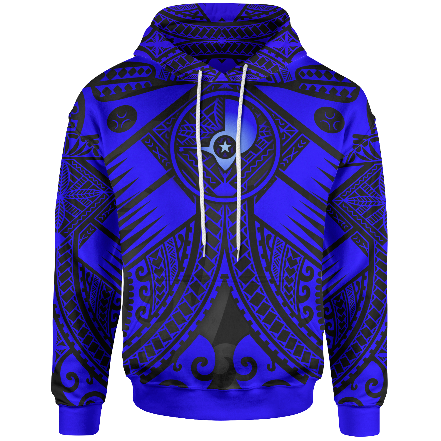 YAP Hoodie Blue Seal with Polynesian Tattoo Unisex Blue - Polynesian Pride