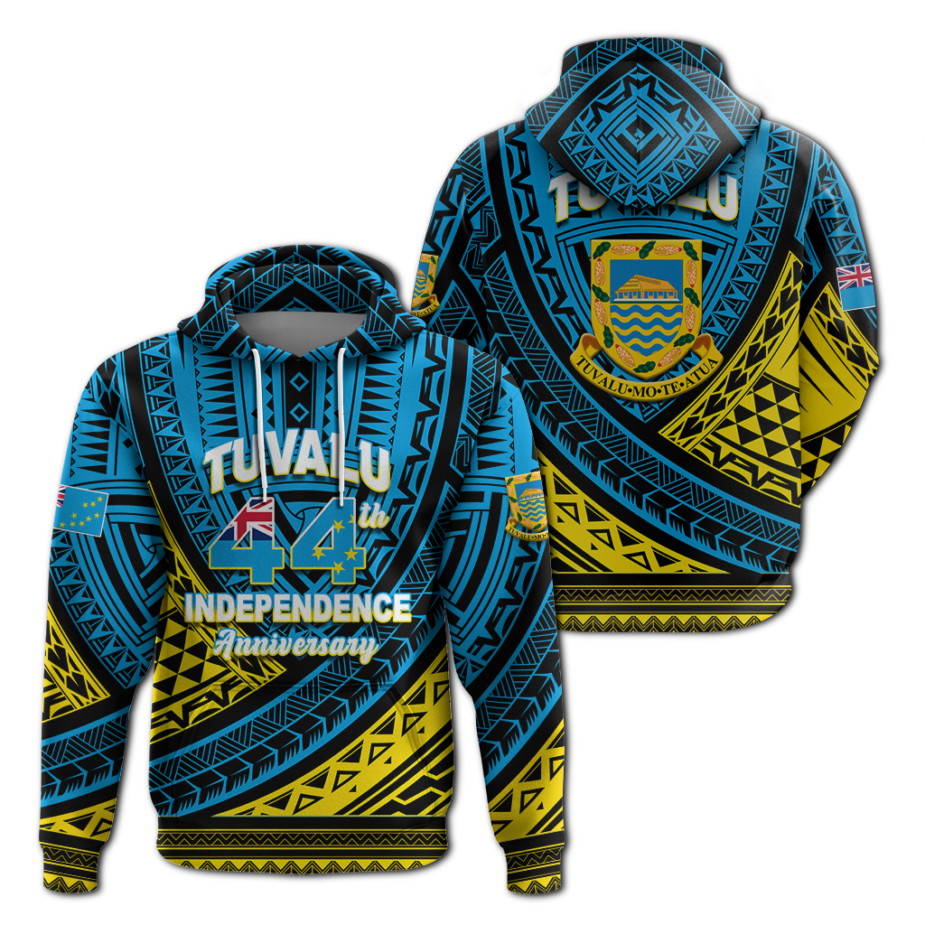 Tuvalu Hoodie 44th Independence Anniversary Tribal Pattern LT12 Hoodie Blue - Polynesian Pride