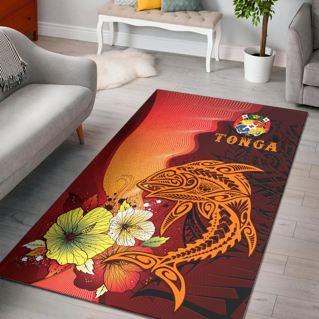 Tonga Area Rugs - Tribal Tuna Fish Orange - Polynesian Pride