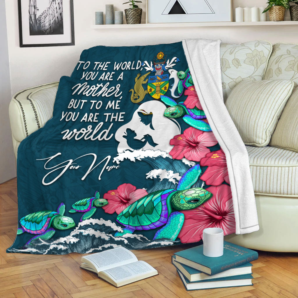 (Custom Personalised) Solomon Islands Mothers Day With Green Turtle Blanket - LT12 White - Polynesian Pride