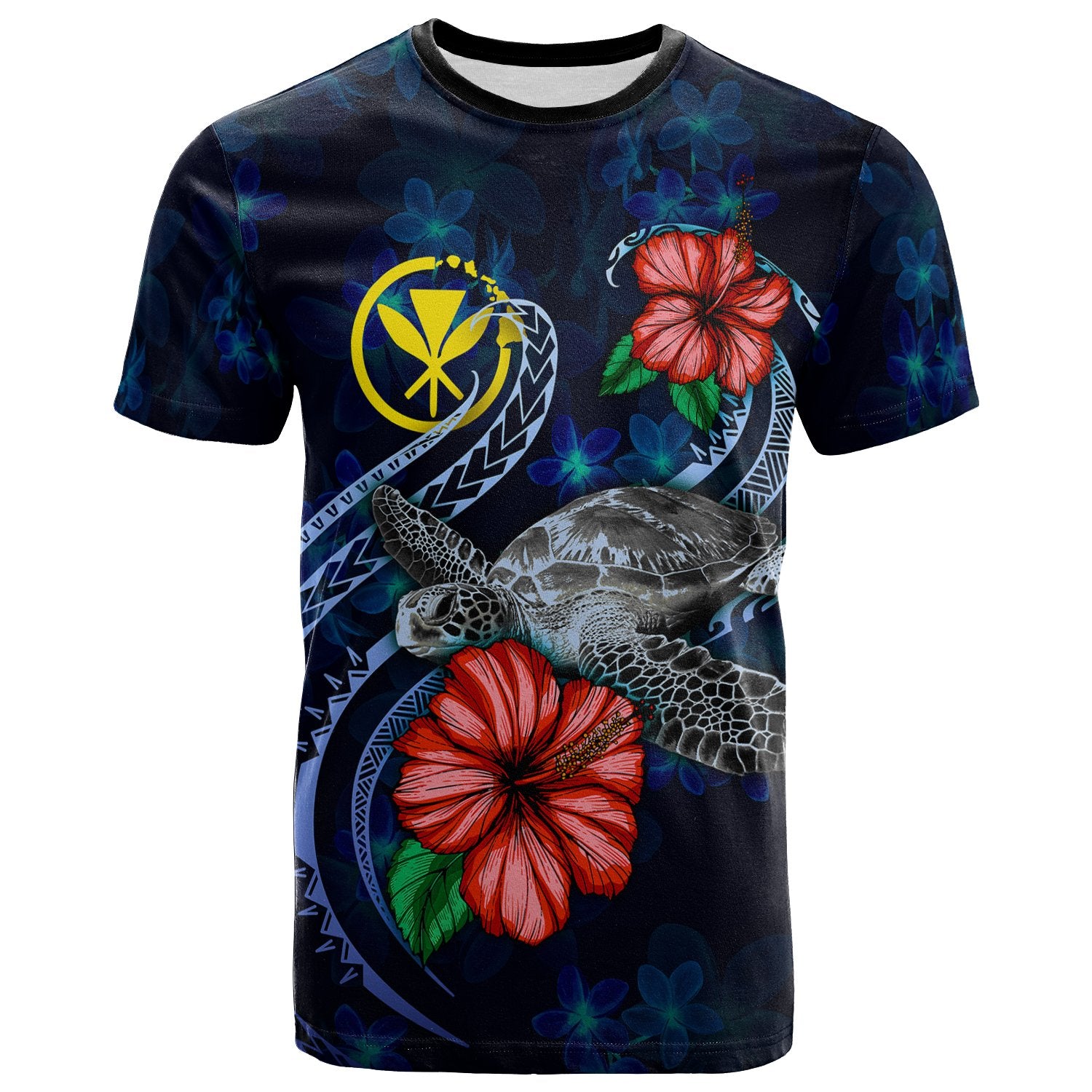 Hawaii Polynesian T Shirt Blue Turtle Hibiscus Unisex Blue - Polynesian Pride