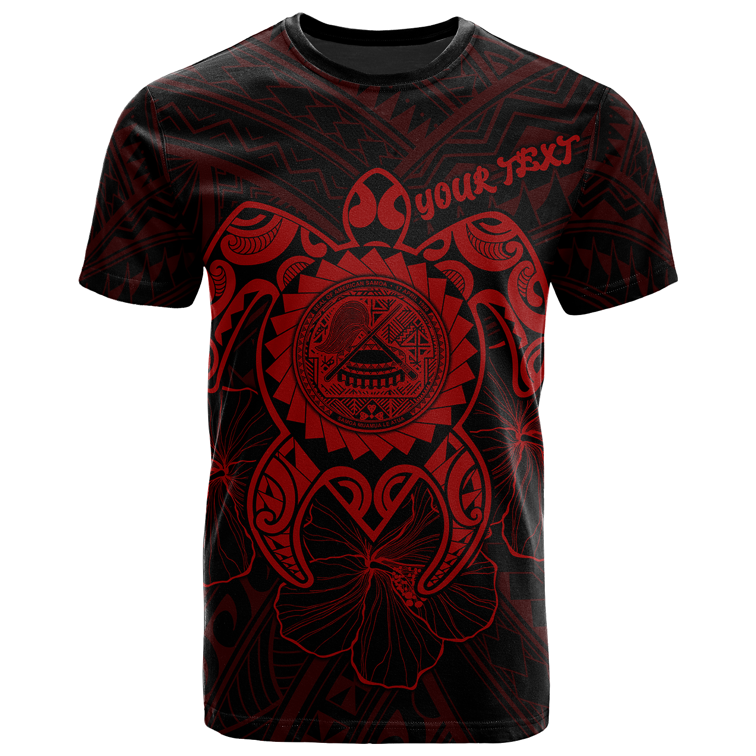 American Samoa Polynesian Custom T Shirt Vintage Polynesian Turtle (Red) Unisex Red - Polynesian Pride