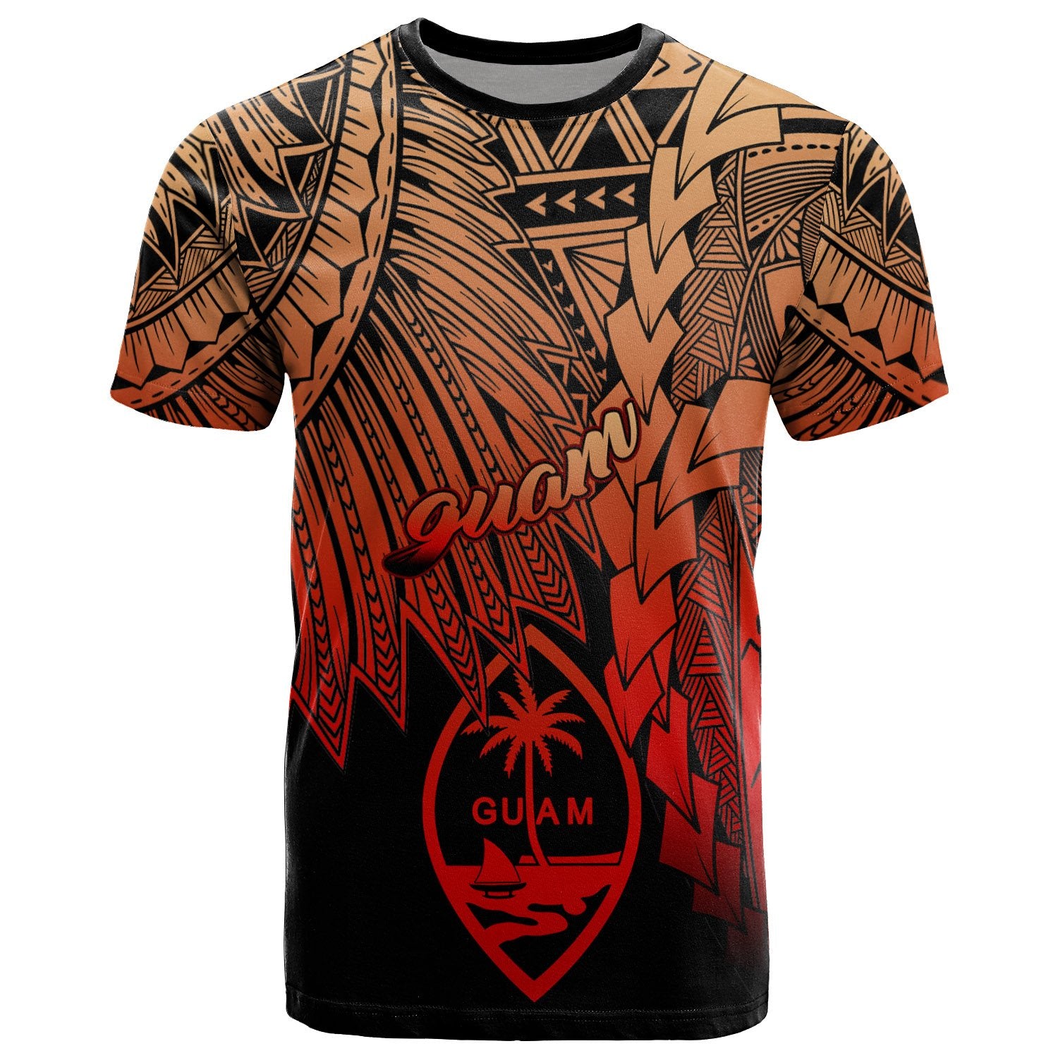 Guam Polynesian T Shirt Tribal Wave Tattoo Red Ver 2 Unisex Red - Polynesian Pride