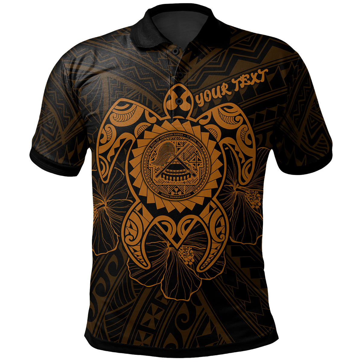 American Samoa Polynesian Custom Polo Shirt Vintage Polynesian Turtle (Golden) Unisex Golden - Polynesian Pride