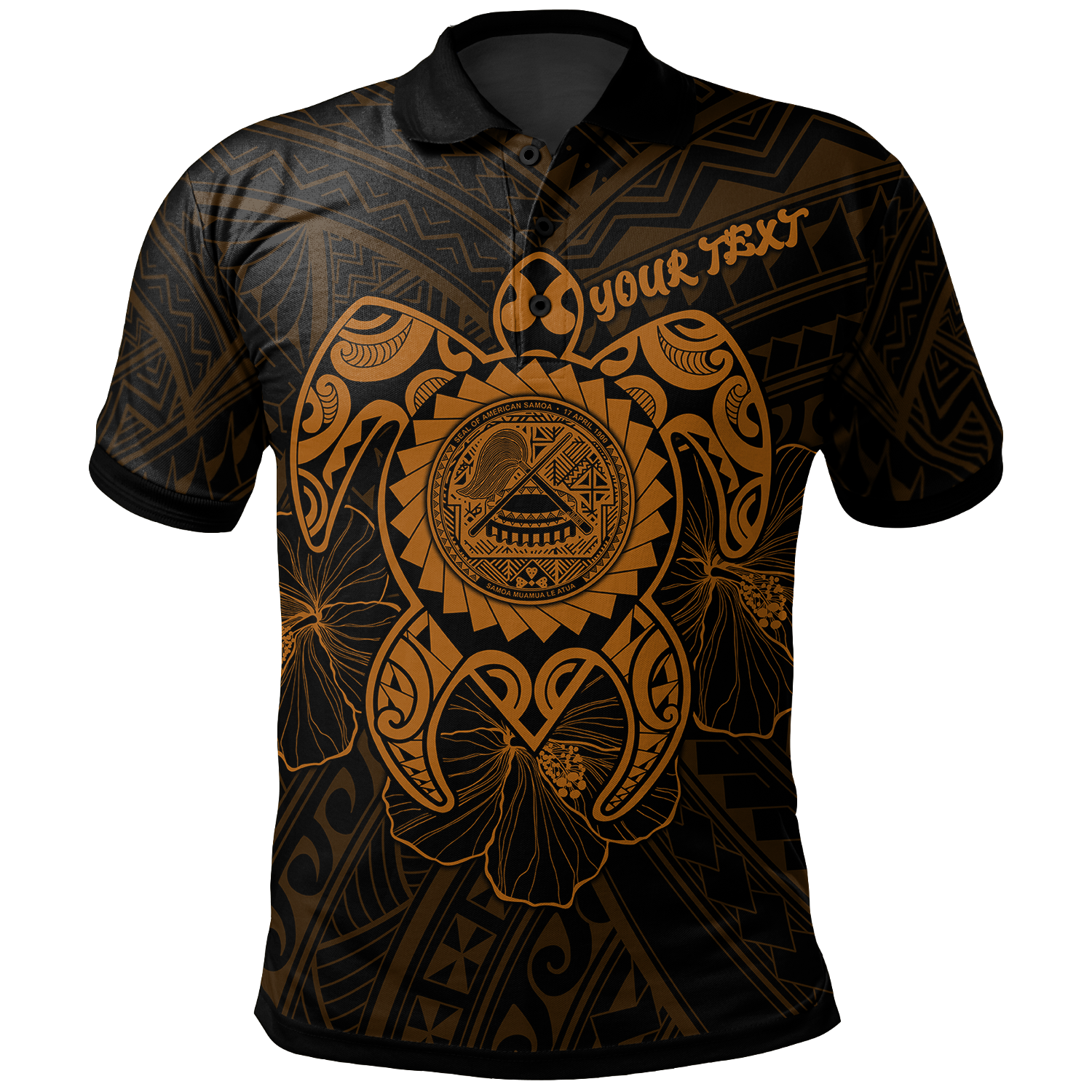 American Samoa Polynesian Custom Polo Shirt Vintage Polynesian Turtle (Golden) Unisex Golden - Polynesian Pride