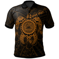 American Samoa Polynesian Custom Polo Shirt Vintage Polynesian Turtle (Golden) Unisex Golden - Polynesian Pride