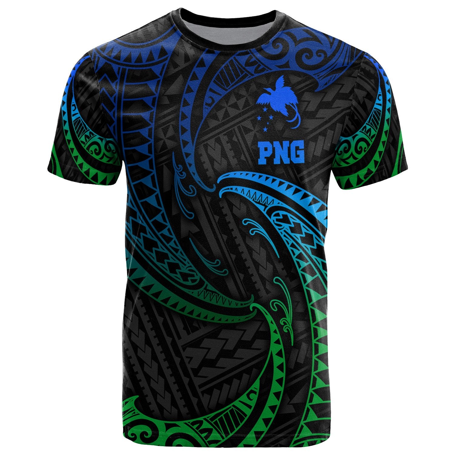 Papua New Guinea Polynesian T Shirt Blue Tribal Wave Ver.02 Unisex Blue - Polynesian Pride