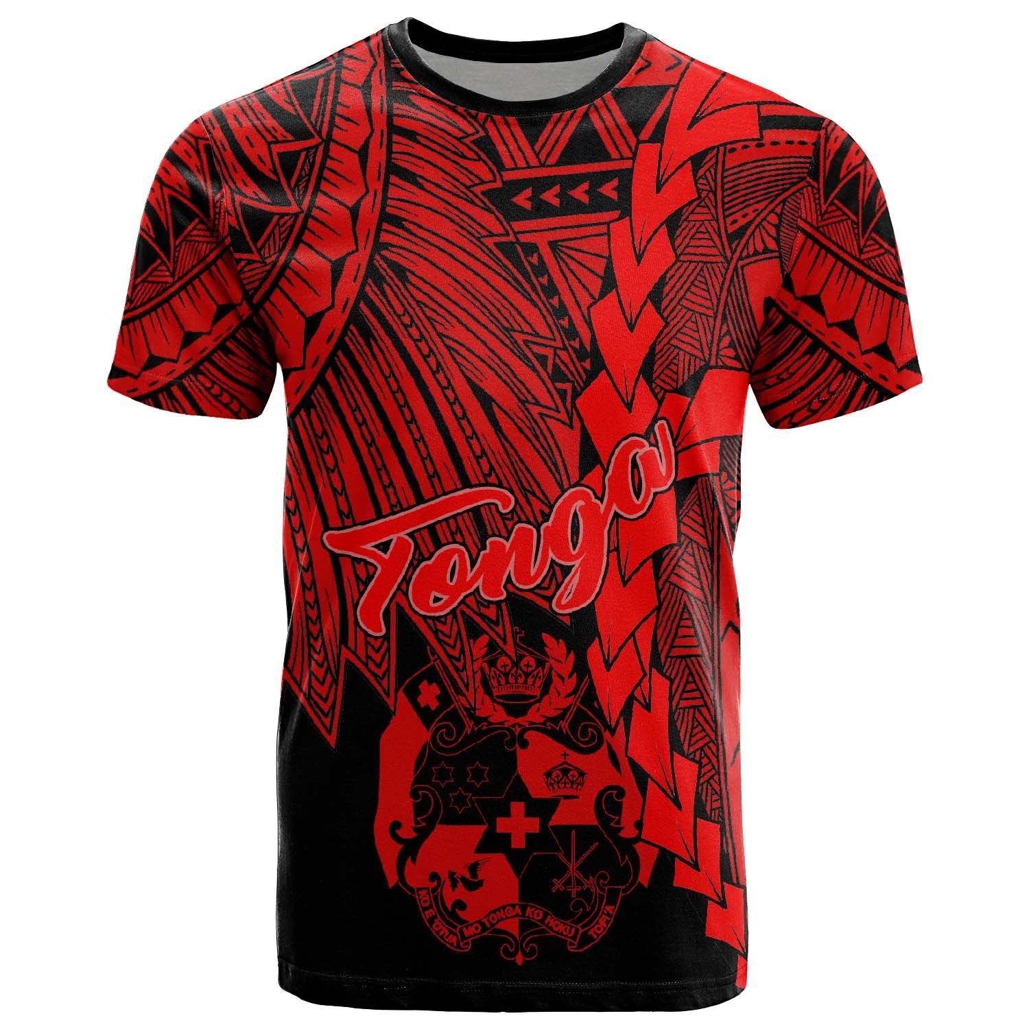 Tonga Polynesian T Shirt Tribal Wave Tattoo Red Unisex Red - Polynesian Pride