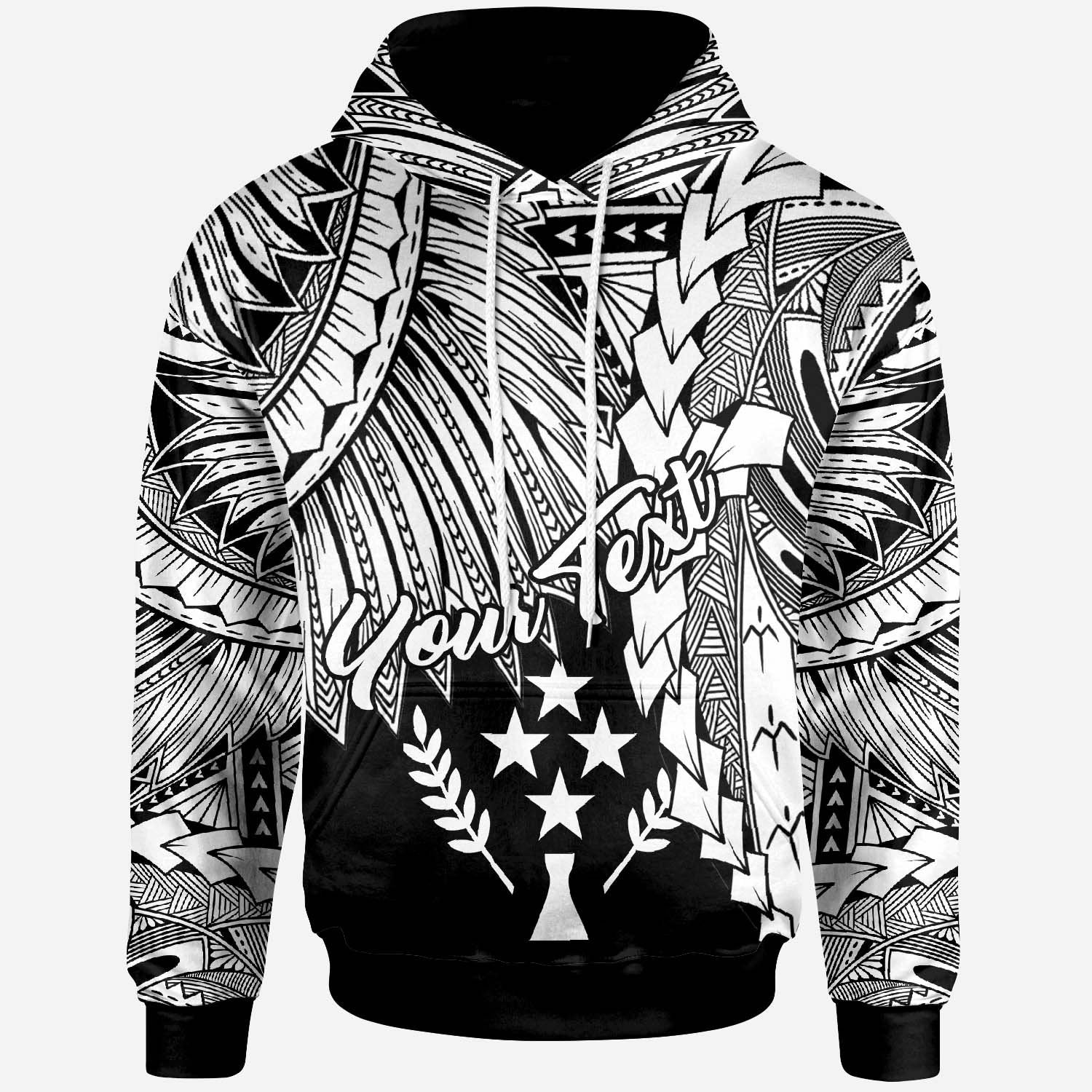 Kosrae Polynesian Custom Hoodie Tribal Wave Tattoo White Unisex White - Polynesian Pride