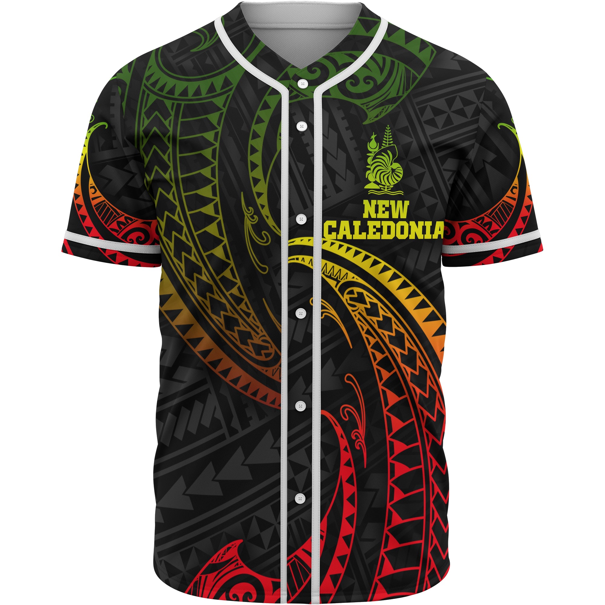 New Caledonia Polynesian Baseball Shirt - Reggae Tribal Wave Unisex Reggae - Polynesian Pride