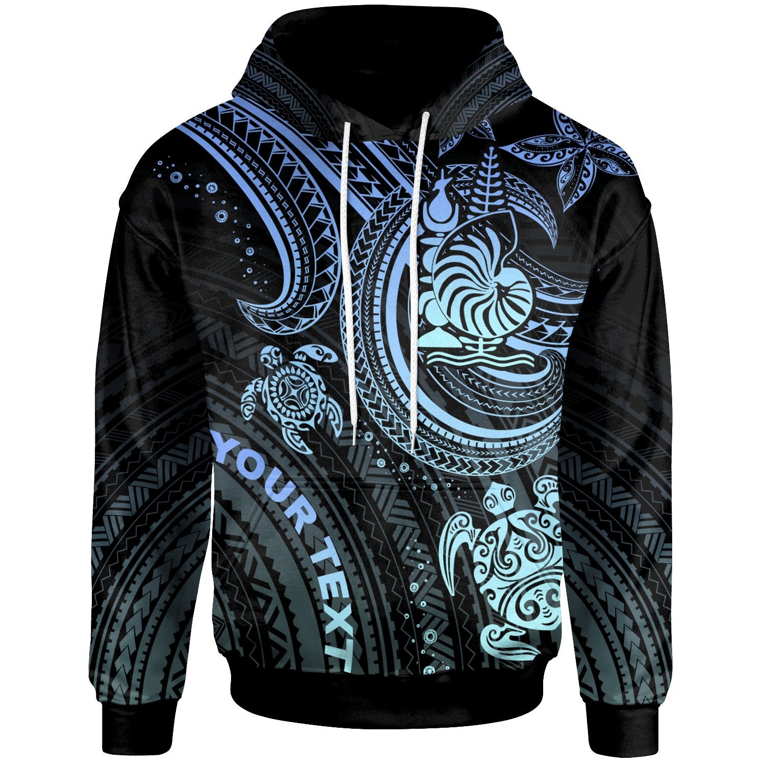 New Caledonia Custom Hoodie Blue Turtle Unisex Blue - Polynesian Pride