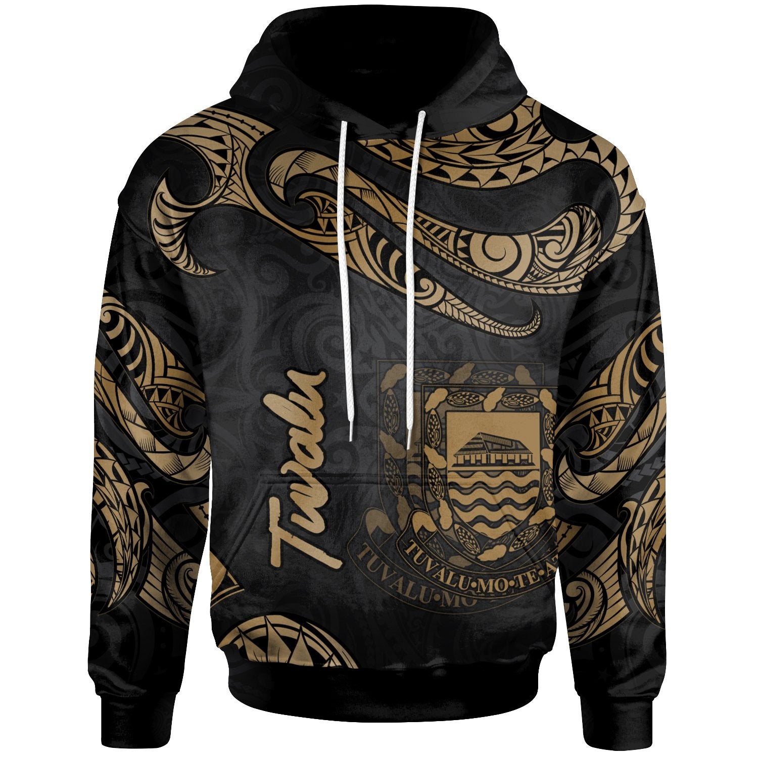 Tuvalu Hoodie Polynesian Tattoo Gold Version Unisex Gold - Polynesian Pride