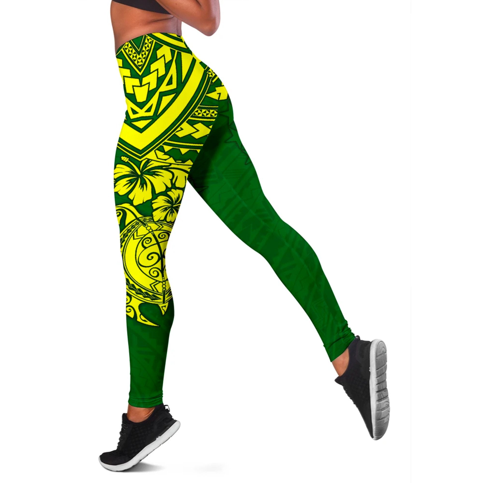 Cook Islands Polynesian Women's Leggings - Polynesian Turtle Yellow - Polynesian Pride