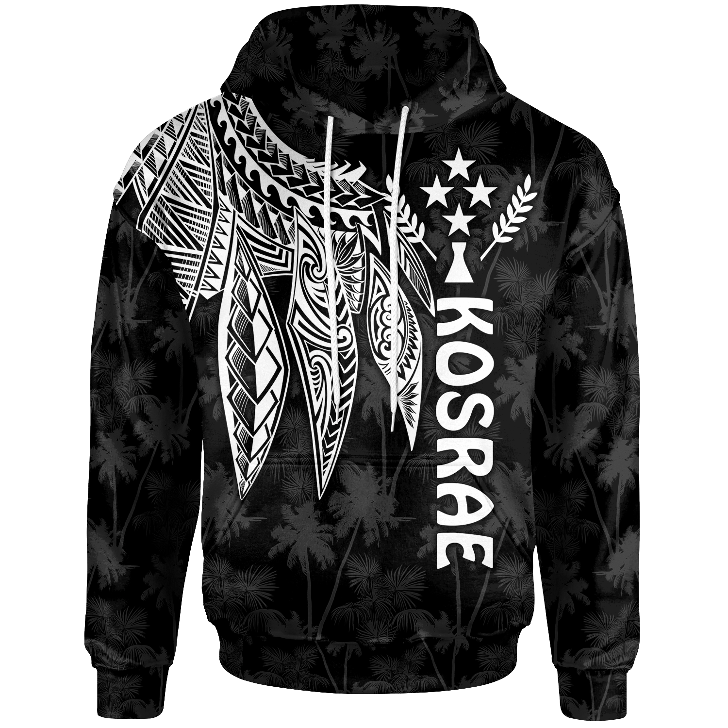 Kosrae Hoodie Polynesian Wings (White) Unisex White - Polynesian Pride