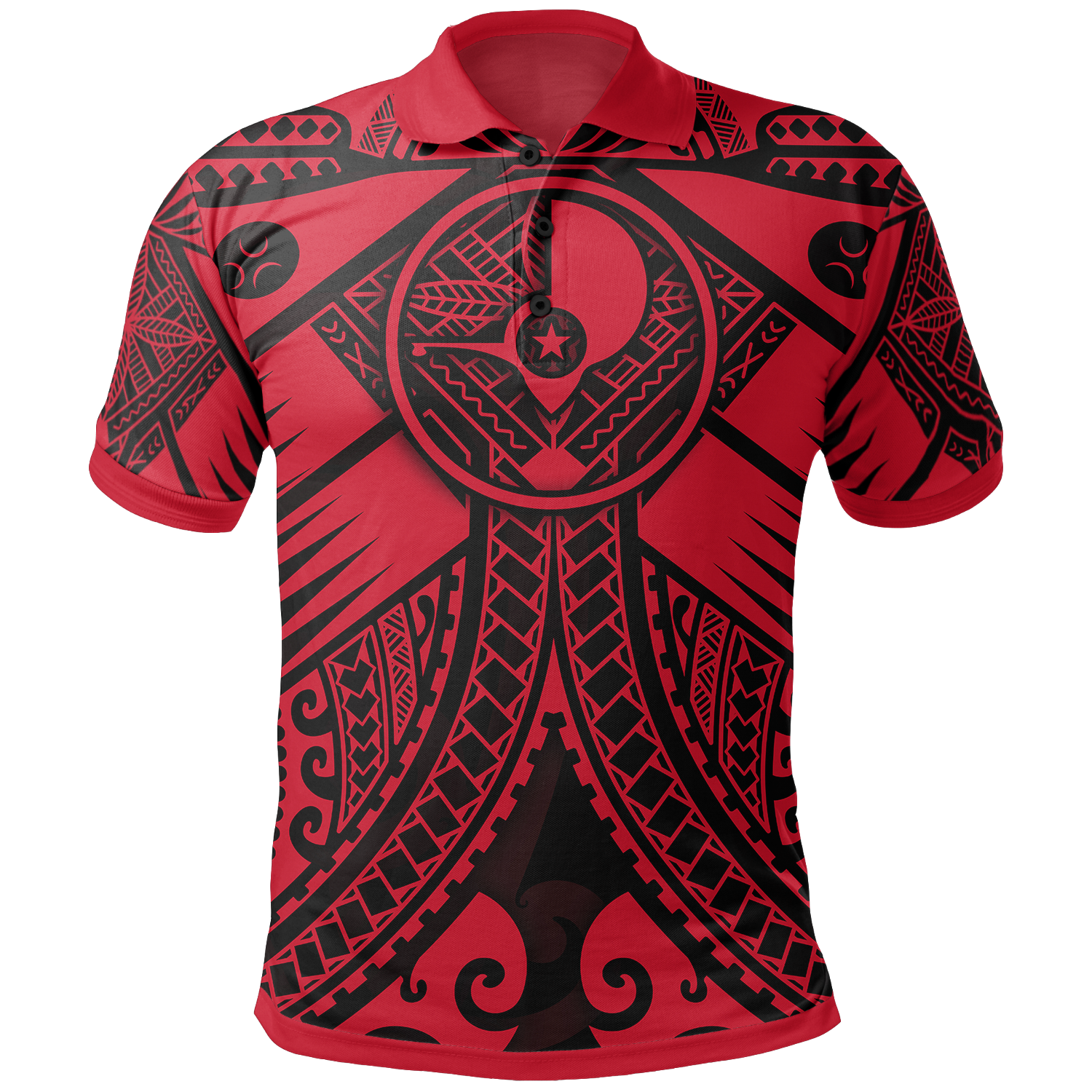 YAP Polo Shirt Red Seal with Polynesian Tattoo Unisex Red - Polynesian Pride