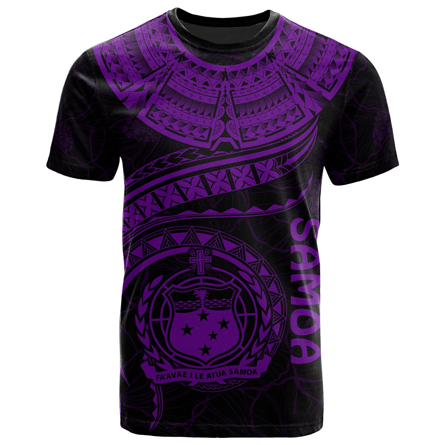 Polynesian Samoa T shirt Samoan Waves (Purple) Unisex Purple - Polynesian Pride